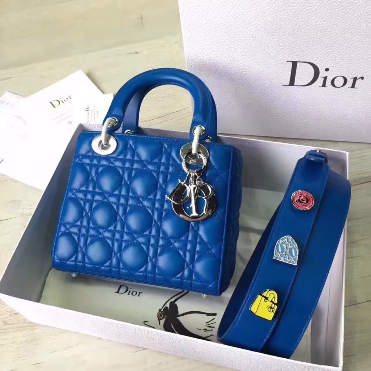 Dior My Lady Dior Bag In Blue Lambskin - Image 2