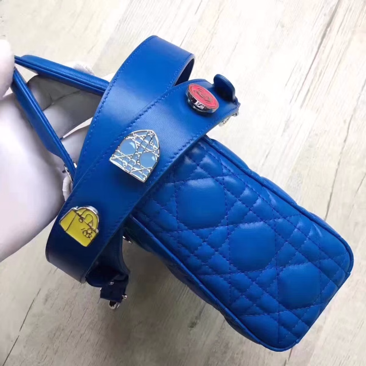 Dior My Lady Dior Bag In Blue Lambskin - Image 7