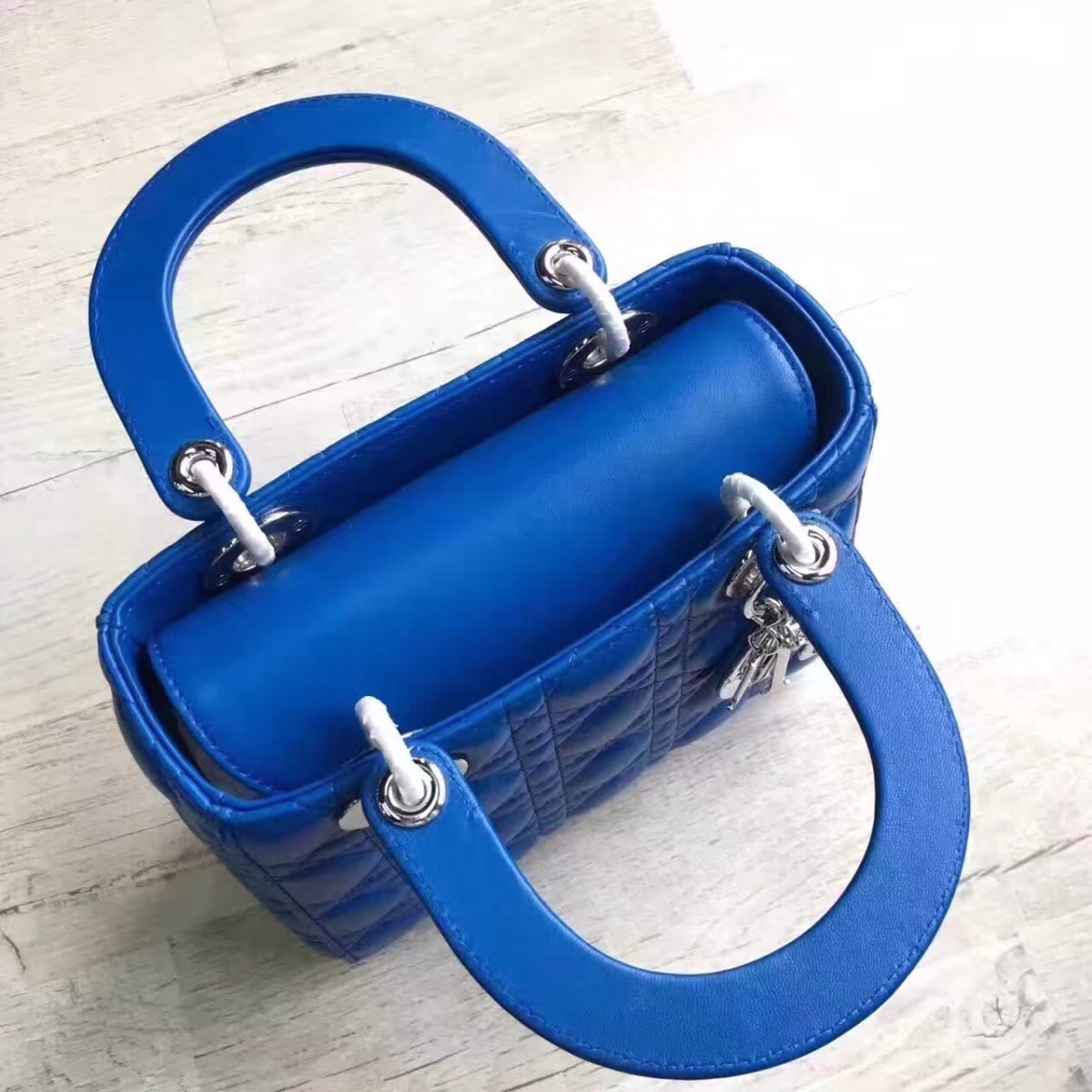 Dior My Lady Dior Bag In Blue Lambskin - Image 8
