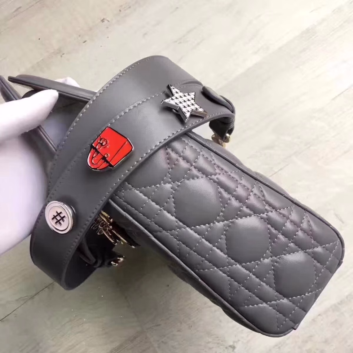 Dior My Lady Dior Bag In Grey Lambskin - Image 8