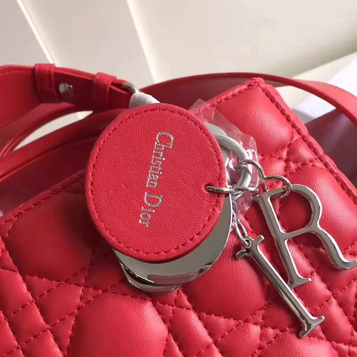 Dior My Lady Dior Bag In Red Lambskin - Image 2