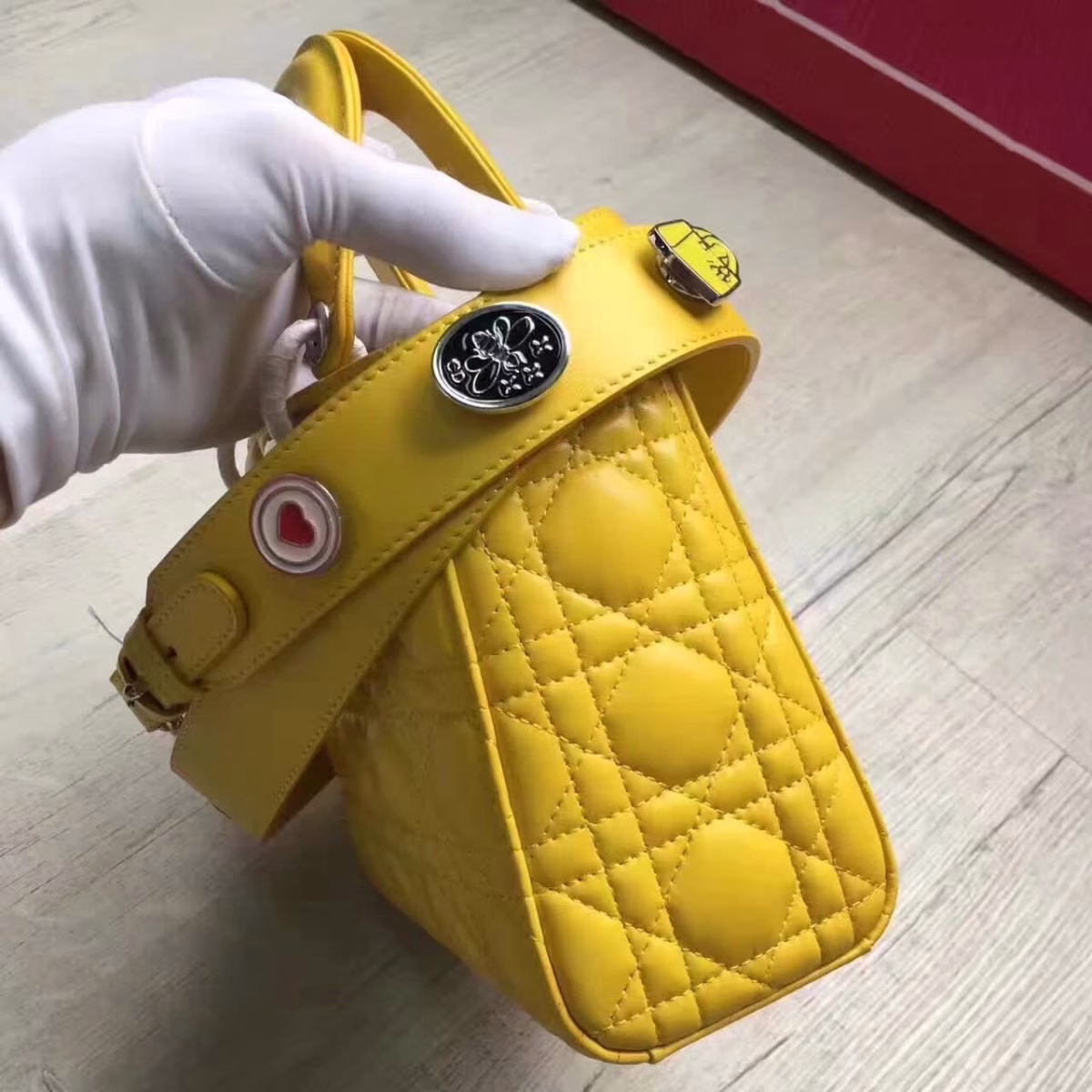 Dior My Lady Dior Bag In Yellow Lambskin - Image 3