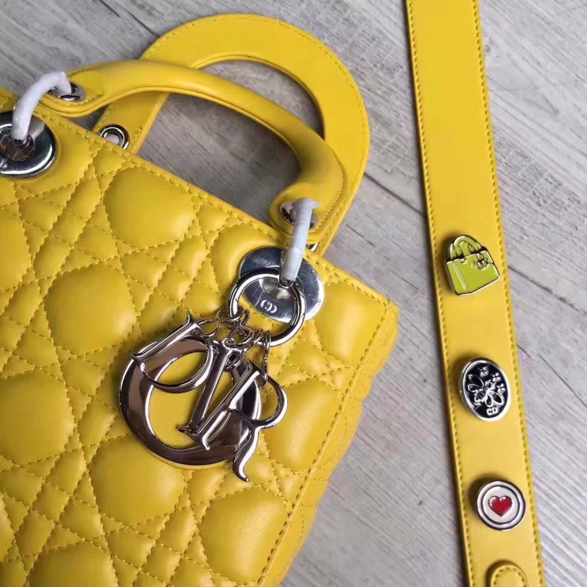 Dior My Lady Dior Bag In Yellow Lambskin - Image 4