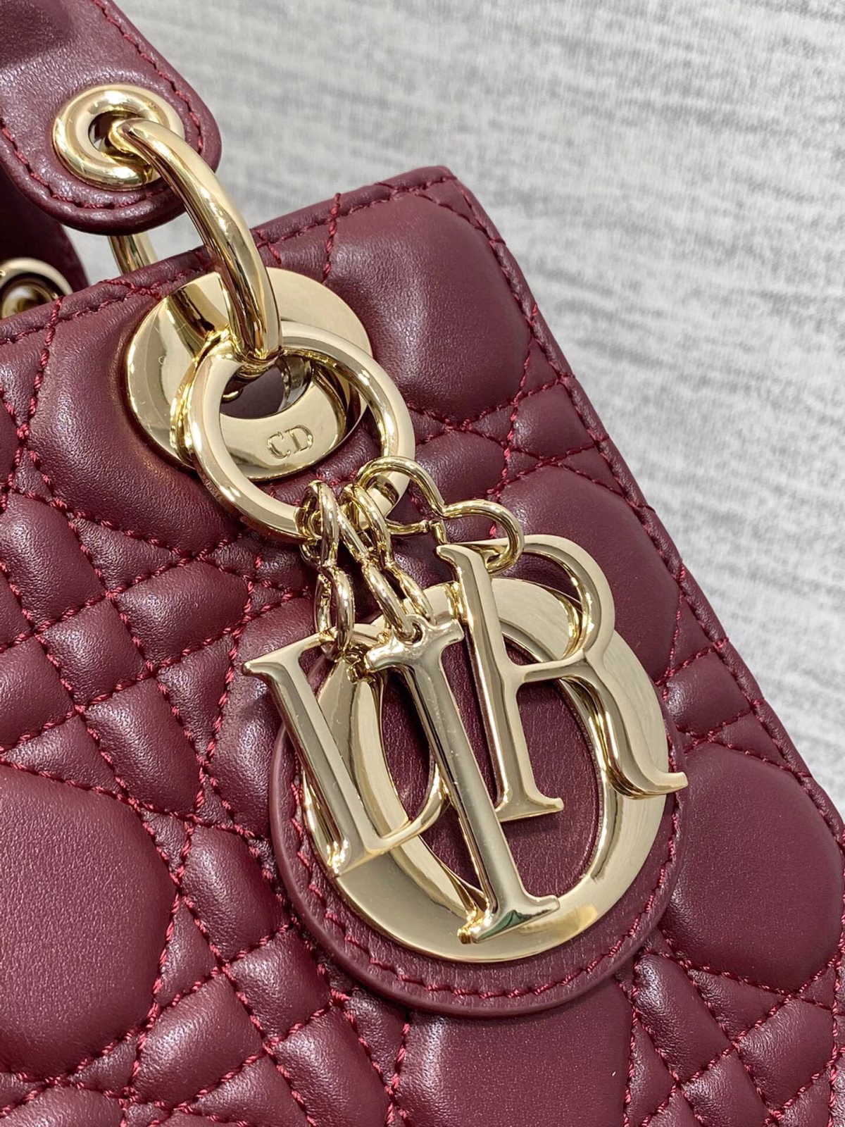 Dior Small Lady Dior My ABCDior Bag in Burgundy Lambskin - Image 7