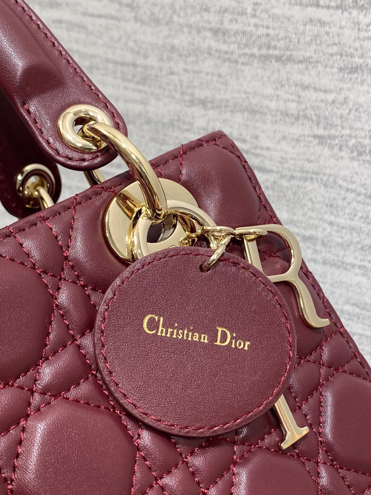 Dior Small Lady Dior My ABCDior Bag in Burgundy Lambskin - Image 8