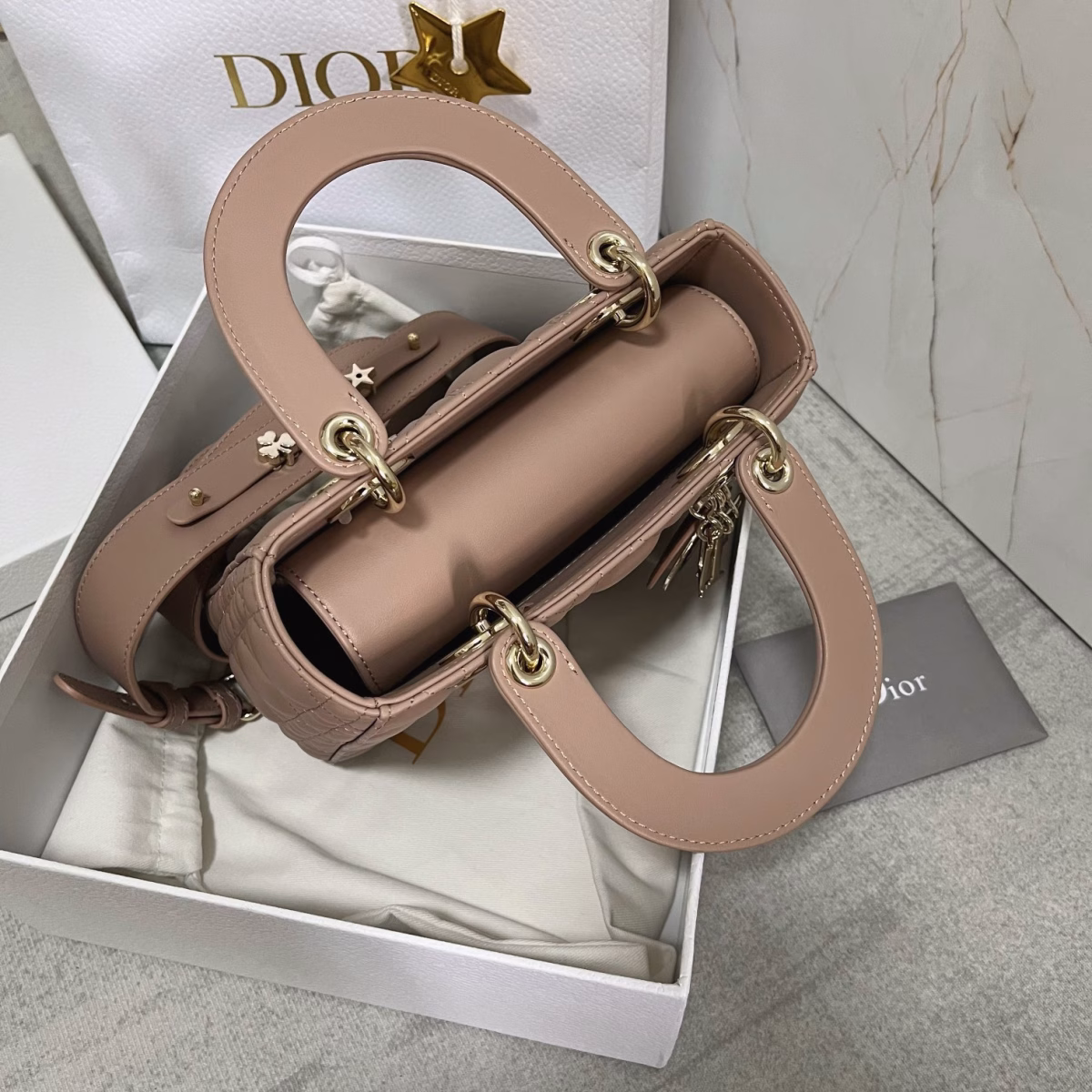 Dior Small Lady Dior My ABCDior Bag In Warm Taupe Cannage Lambskin - Image 4