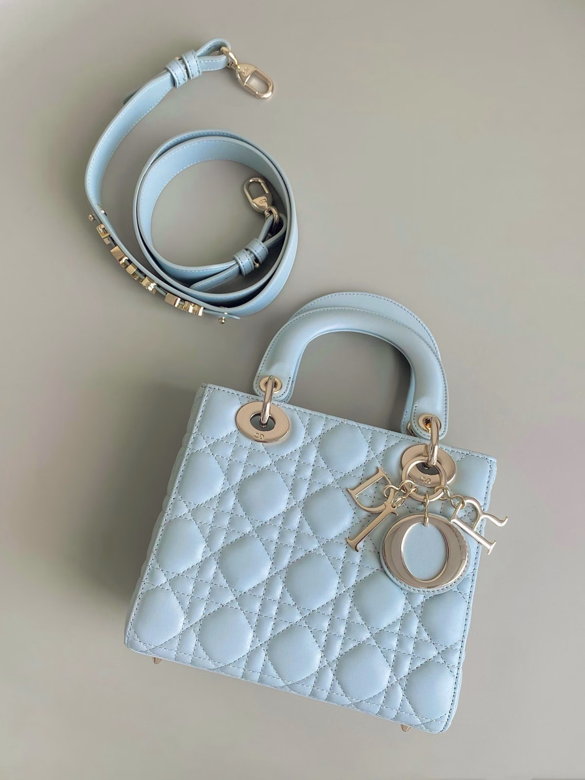 Dior Small Lady Dior My ABCDior Bag in Placid Blue Lambskin - Image 3