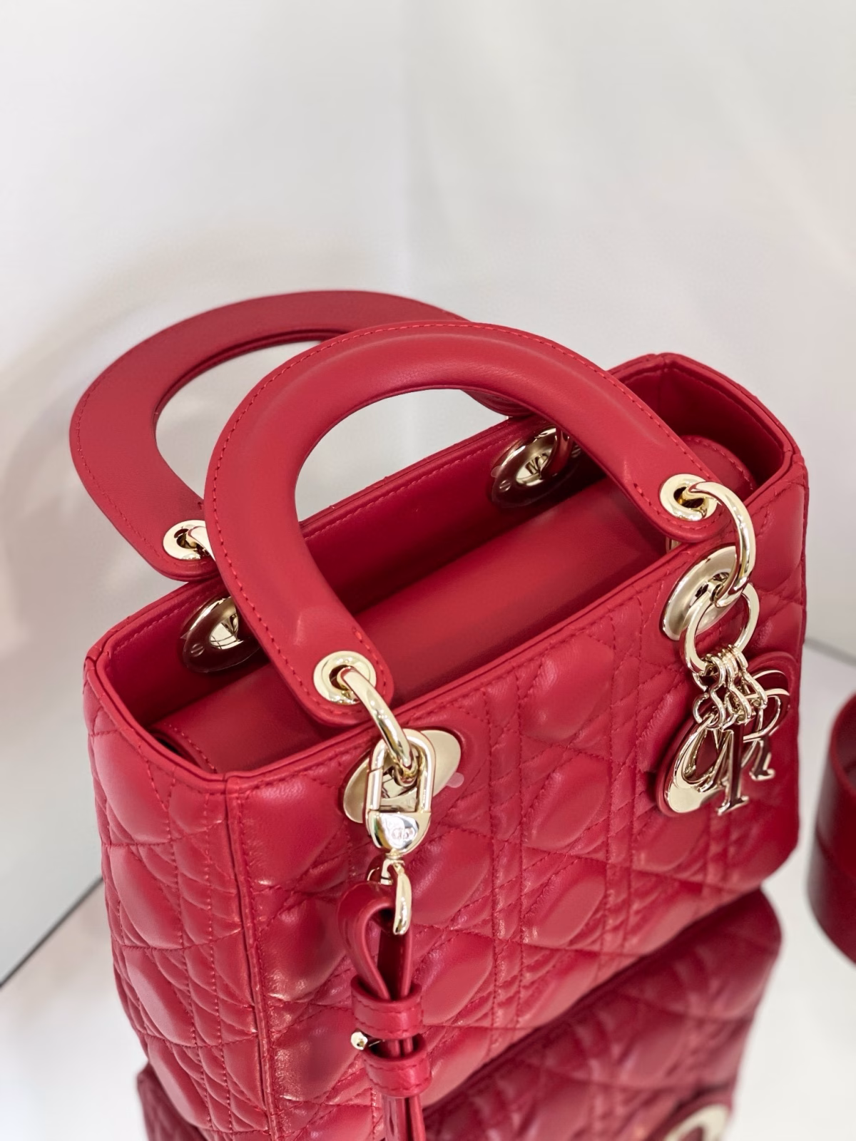 Dior Small Lady Dior My ABCDior Bag in Red Lambskin - Image 4