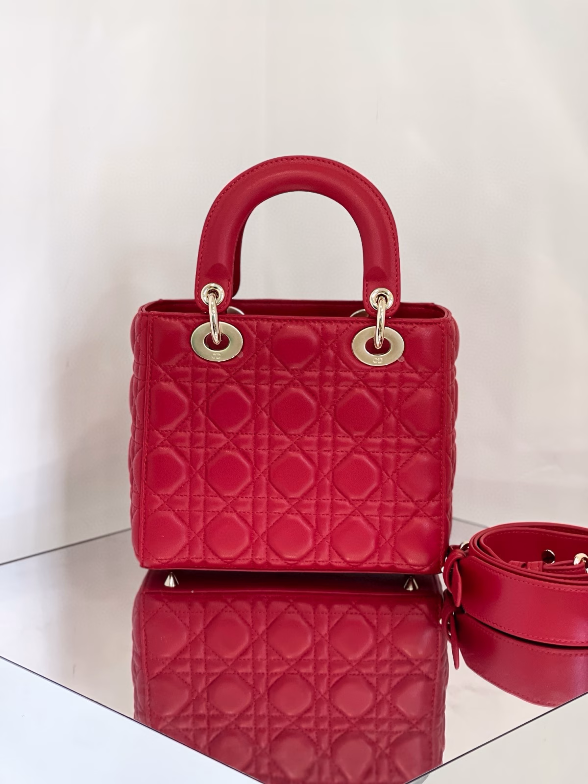 Dior Small Lady Dior My ABCDior Bag in Red Lambskin - Image 2