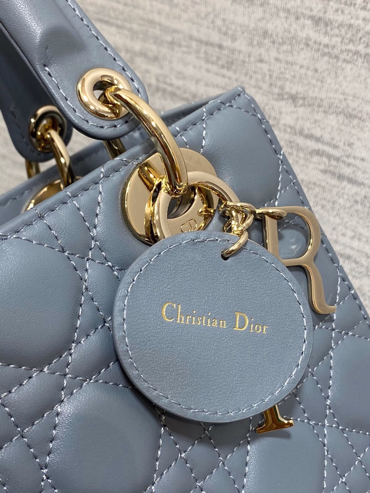 Dior Small Lady Dior My ABCDior Bag in Sky Blue Lambskin - Image 3
