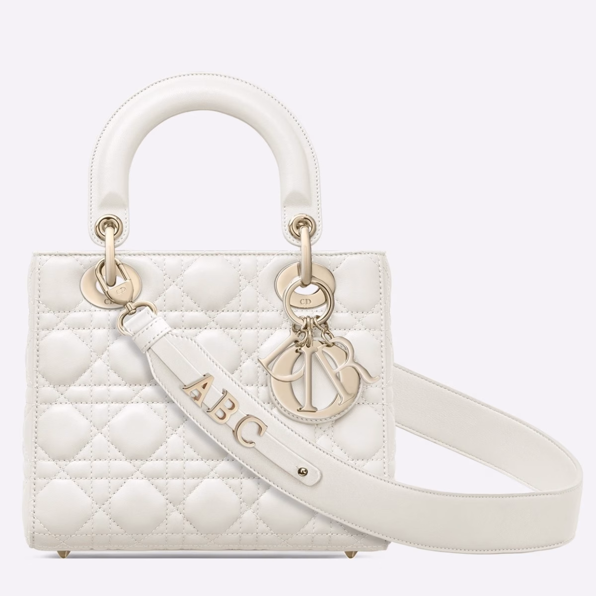 Dior Small Lady Dior My ABCDior Bag In White Lambskin - Image 1