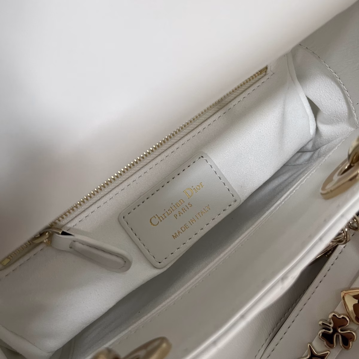 Dior Small Lady Dior My ABCDior Bag In White Lambskin - Image 6