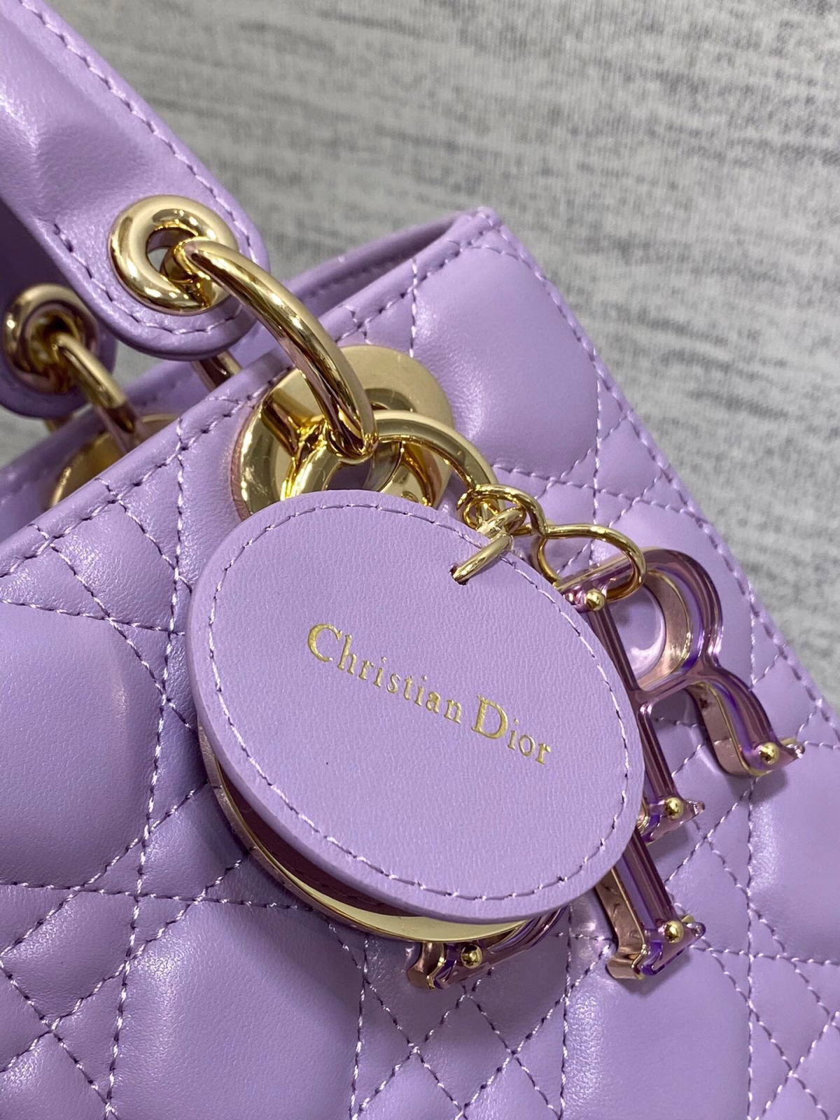 Dior Small Lady Dior Bag in Lilas Lambskin with Resin Charms - Image 8