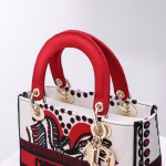 Dior Medium Lady D-Lite Bag In Latte Multicolor Cupidon Embroidery - Image 3