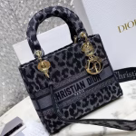 Dior Medium Lady D-Lite Bag In Grey Mizza Embroidery - Image 6