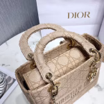 Dior Medium Lady D-Lite Bag In Beige Embroidered Canvas - Image 2