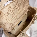 Dior Medium Lady D-Lite Bag In Beige Embroidered Canvas - Image 5