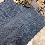 Dior Medium Lady D-Lite Bag In Denim Blue Cannage Canvas - Image 4
