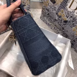 Dior Medium Lady D-Lite Bag In Denim Blue Cannage Canvas - Image 6