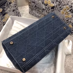 Dior Medium Lady D-Lite Bag In Denim Blue Cannage Canvas - Image 8