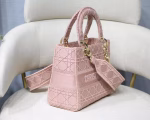 Dior Medium Lady D-Lite Bag In Pink Embroidered Canvas - Image 5