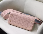 Dior Medium Lady D-Lite Bag In Pink Embroidered Canvas - Image 6