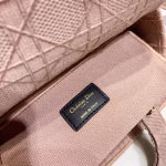 Dior Medium Lady D-Lite Bag In Pink Embroidered Canvas - Image 4