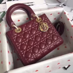 Dior Medium Lady Dior Bag In Bordeaux Lambskin - Image 4
