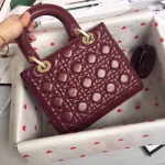 Dior Medium Lady Dior Bag In Bordeaux Lambskin - Image 7