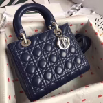 Dior Medium Lady Dior Bag In Indigo Blue Cannage Lambskin - Image 5