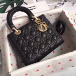 Dior Medium Lady Dior Bag In Black Lambskin - Image 6
