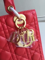 Dior Medium Lady Dior Bag In Red Lambskin - Image 4
