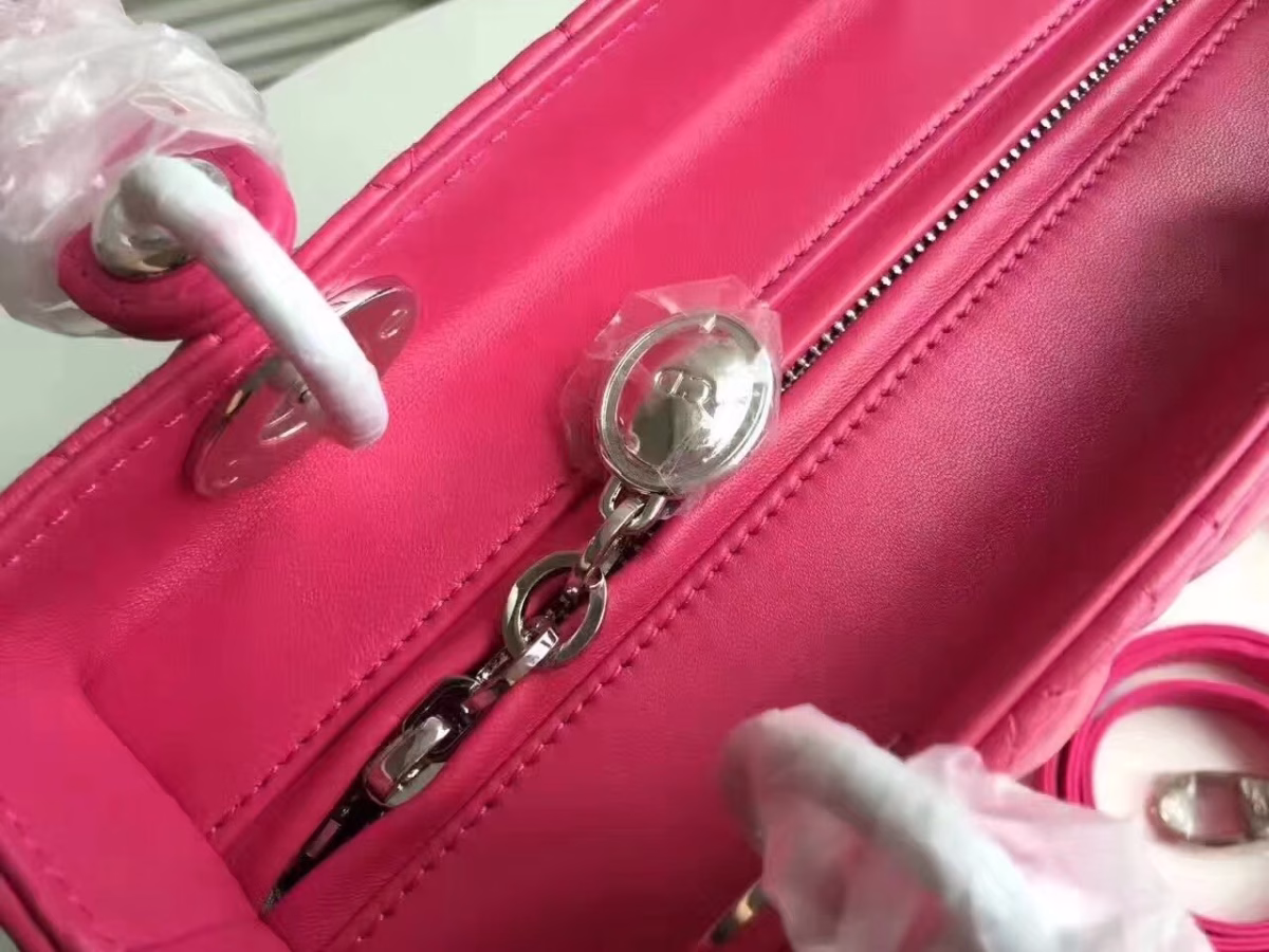 Dior Medium Lady Dior Bag In Rose Red Lambskin - Image 3