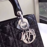 Dior Medium Lady Dior Bag In Black Patent Leather - Image 5