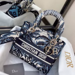 Dior Medium Lady D-Lite Bag In Blue Dior Palms Embroidery - Image 6