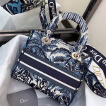Dior Medium Lady D-Lite Bag In Blue Dior Palms Embroidery - Image 7