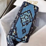 Dior Medium Lady D-Lite Bag In Blue Dior Palms Embroidery - Image 9