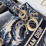 Dior Medium Lady D-Lite Bag In Blue Dior Palms Embroidery - Image 10