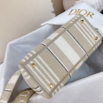 Dior Medium Lady D-Lite Bag In Beige Stripes Embroidery - Image 7