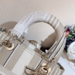 Dior Medium Lady D-Lite Bag In Beige Stripes Embroidery - Image 5