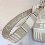 Dior Medium Lady D-Lite Bag In Beige Stripes Embroidery - Image 8