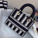 Dior Medium Lady D-Lite Bag In Blue D-Stripes Embroidery - Image 7