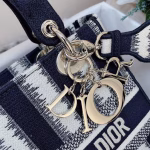 Dior Medium Lady D-Lite Bag In Blue D-Stripes Embroidery - Image 9