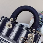 Dior Medium Lady D-Lite Bag In Blue D-Stripes Embroidery - Image 10