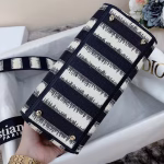 Dior Medium Lady D-Lite Bag In Blue D-Stripes Embroidery - Image 2