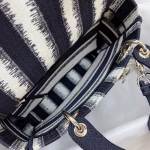Dior Medium Lady D-Lite Bag In Blue D-Stripes Embroidery - Image 4