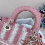 Dior Medium Lady D-Lite Bag In Pink D-Stripes Embroidery - Image 8