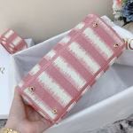 Dior Medium Lady D-Lite Bag In Pink D-Stripes Embroidery - Image 7