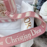 Dior Medium Lady D-Lite Bag In Pink D-Stripes Embroidery - Image 10