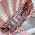Dior Medium Lady D-Lite Bag In Pink D-Stripes Embroidery - Image 2
